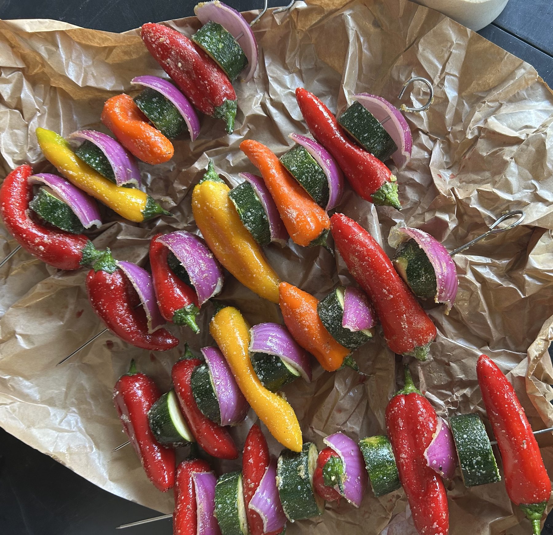 Grilled mini sweet peppers and red onion seasoned with Ivory All Purpose