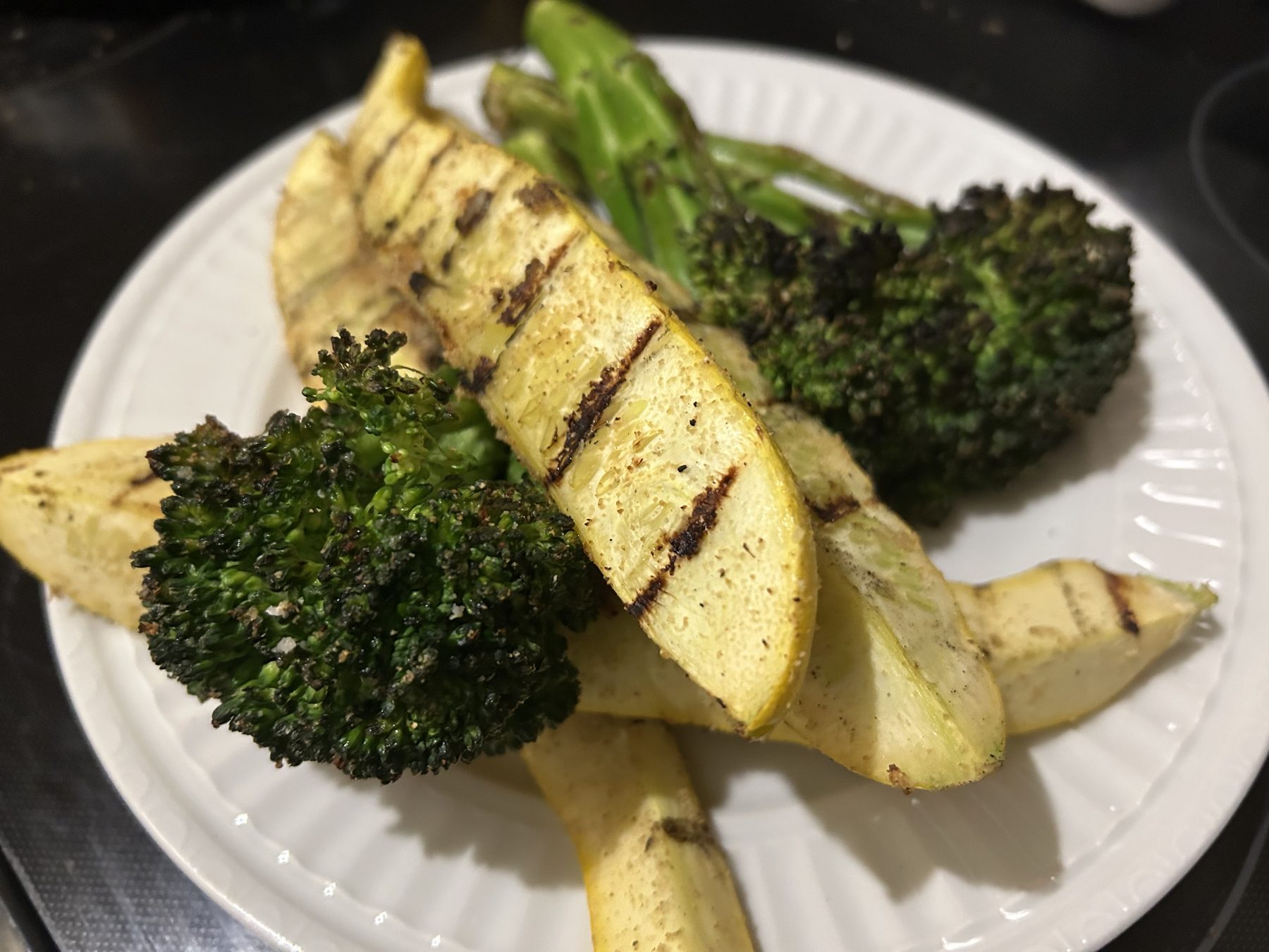 Grilled squash, broccoli, and asparagus seasoned with Ivory All Purpose