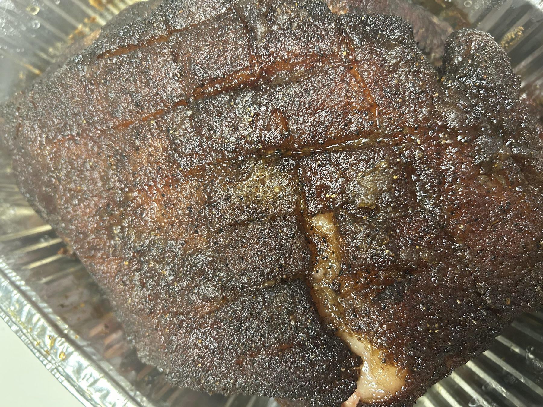 Smoked pork shoulder with dark bark