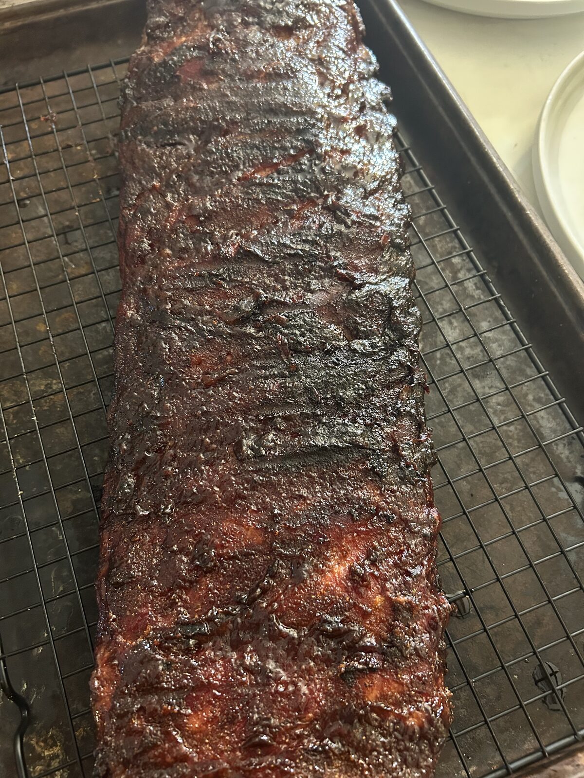 Full rack of smoked St. Louis ribs